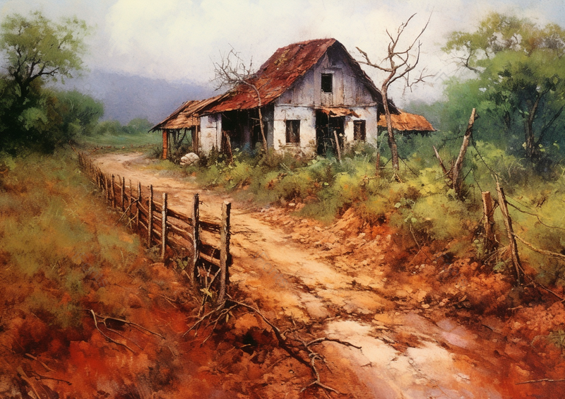 乡村山路和房屋插画背景,插画/手绘图,插画/手绘图库,插画/手绘图下载,插画/手绘